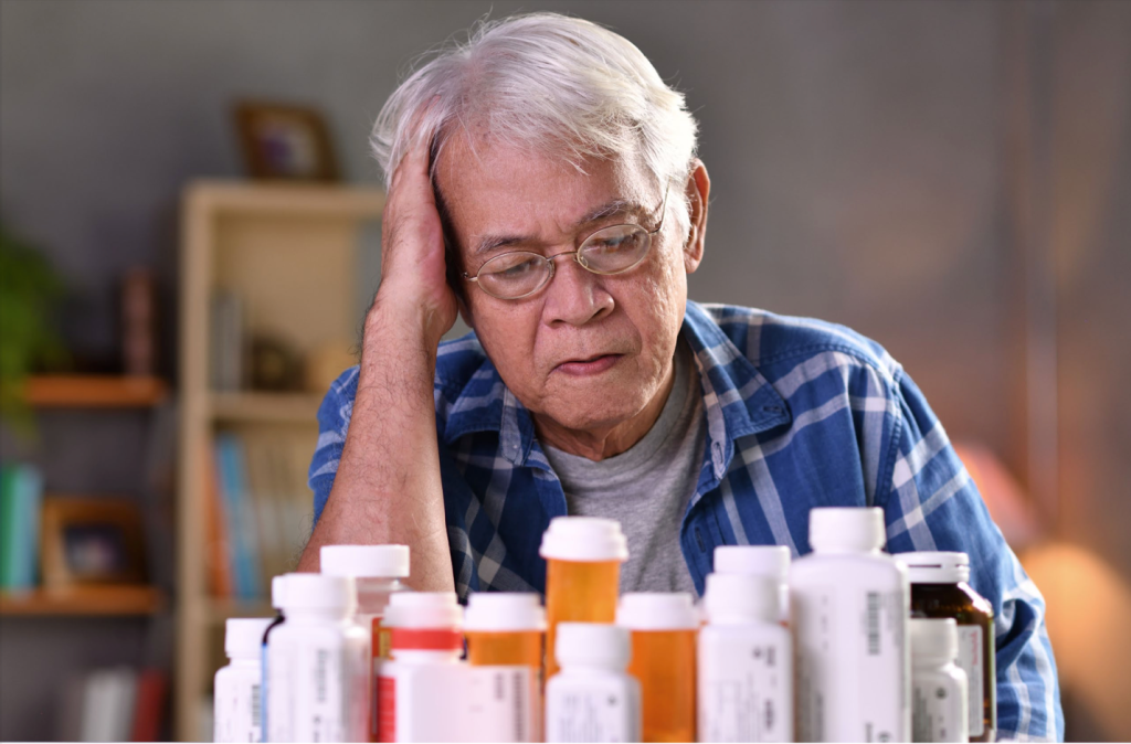Senior male with medications