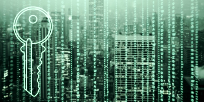 abstract digital key on dark coding language